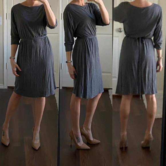 Merona Dresses & Skirts - Merona gray stretchy dress with waist tie
